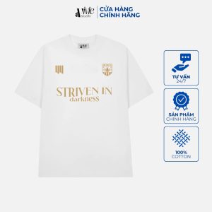 Mặt trước áo STRIVEN IN DARKNESS màu trắng