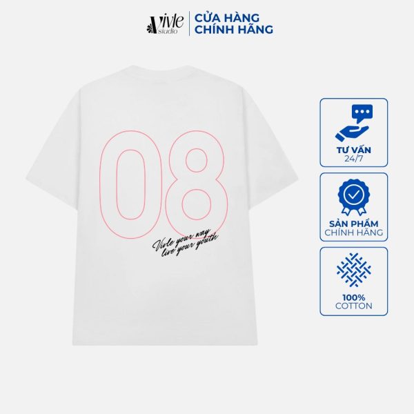 Mặt sau áo VIVLE YOUR WAY SỐ 08 màu trắng