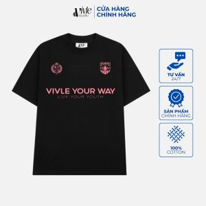 Mặt trước áo VIVLE YOUR WAY SỐ 08 màu đen