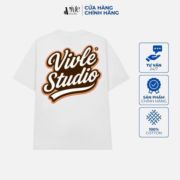 Mặt sau áo IN CHỮ VIVLE STUDIO màu trắng