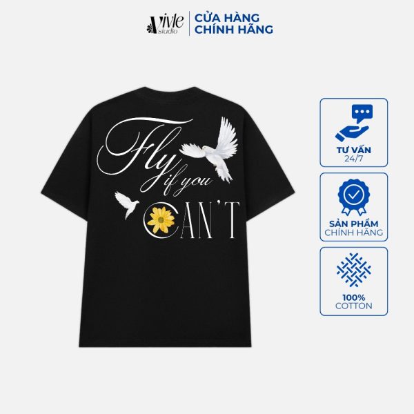 Mặt sau áo FLY IF YOU CAN'T màu đen