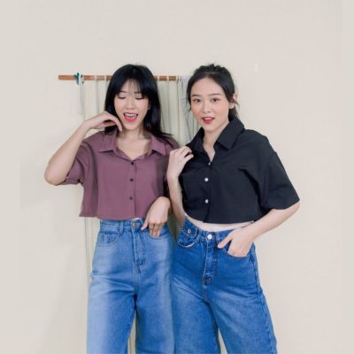 Áo đôi nữ bạn thân mùa hè-Áo croptop