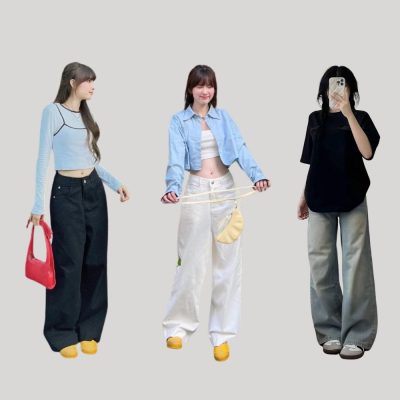 Thời trang cho người lùn 1m50-Quần ống rộng kết hợp với áo croptop hoặc áo phông