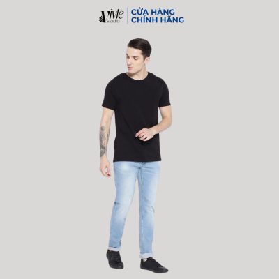 Cách phối đồ nam giới trẻ-Quần jeans dài với áo phông