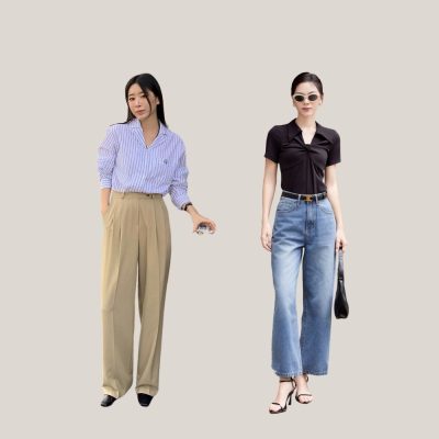 Nữ vai rộng nên mặc gì? Quần ống rộng