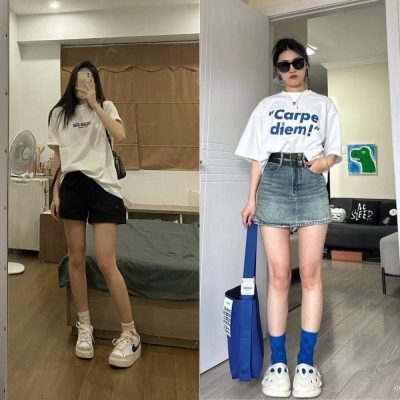 Cách sơ vin áo phông rộng-Sơ vin một phần