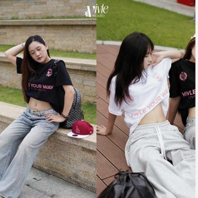 Cách sơ vin áo phông rộng-Vén áo cao